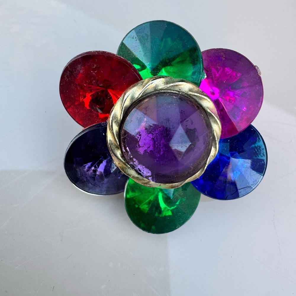 Colorful Faceted Rhinestone Brooch Set - Picture 6 of 7